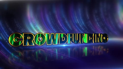 Crowdfunding Futuristic Neon Text On Cybernetic Canvas