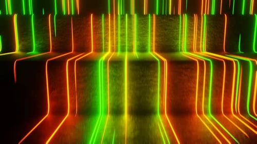 Green And Orange Neon Glow Rungs Background Vj Loop In 4K