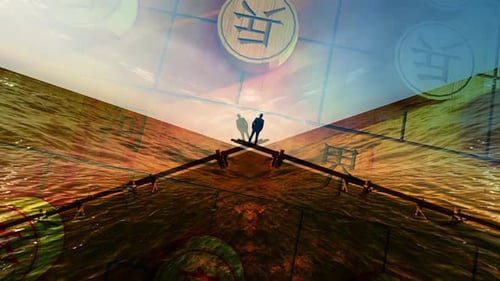 Exposição dupla da vida no xadrez e das mudanças no jogo de xadrez