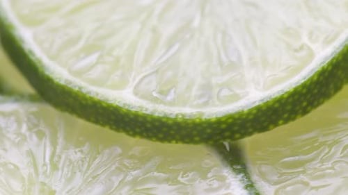 Closeup view of sliced fresh juicy lime