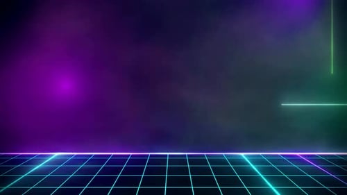 Futuristic Neon Grid with Dynamic Laser Lines Background