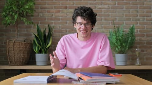Webcam View of Young Male College Student