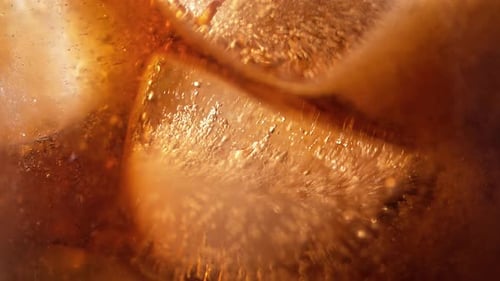 Close-up of Cola with Ice Cubes