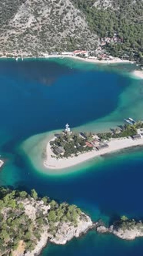 Aerial view of oceanfront beach in summer