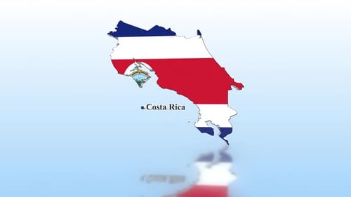 Animated 3D Map of Costa Rica with Flag and Location Pin