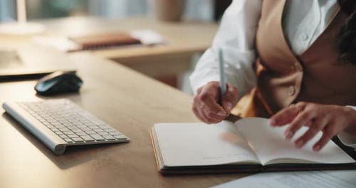 Woman Working in Office, Typing on Keyboard