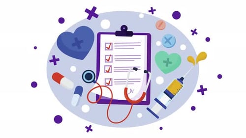 Flat Design Medical Checkup Animation with Health Report