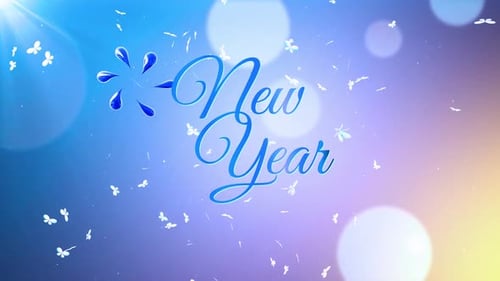 Elegant New Year Text Reveal with Fluid Ribbons and Butterflies