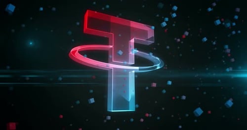 Tether USDT stablecoin cryptocurrency symbol loop digital concept
