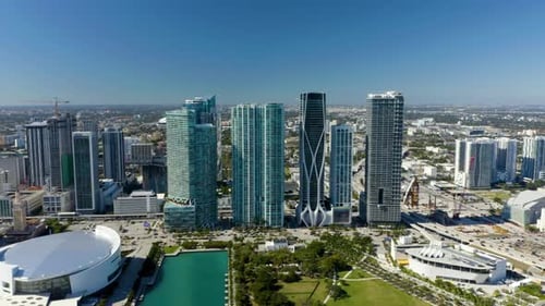 Downtown Miami. Miami skyline panorama. Aerial view of downtown.