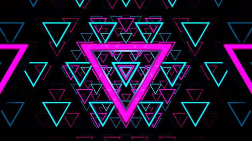 Pink And Cyan Neon Triangle Dimension Background VJ Loop l 4K