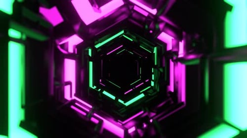 Green And Pink Abstract Transforming Alien Corridor Background Vj Loop In 4K