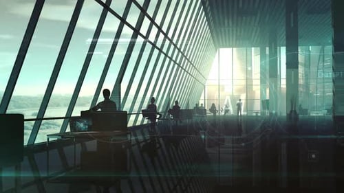 AI Work Is Displayed In A Spacious Office With People