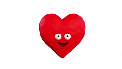 Smiling Red Clay Heart Loop Animation