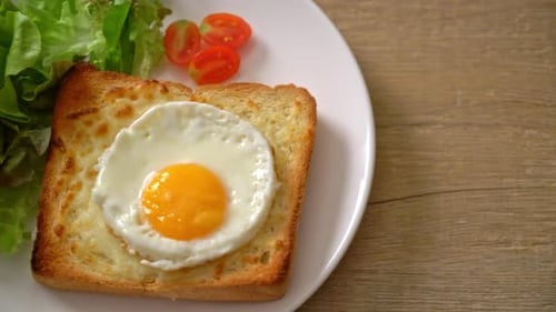 Breakfast Plate With Egg Toast And Salad