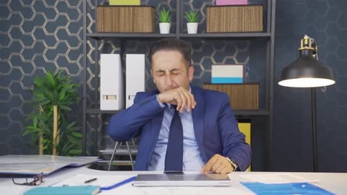 Man Coughing in Office Demonstrates Proper Etiquette