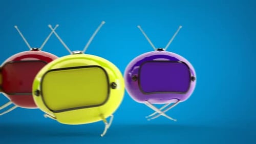 Animated Retro Televisions with Walking Legs
