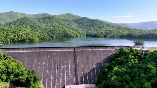aerial push atop the fontana dam