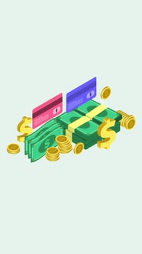 Isometric Money Dollars And Cents Vertical