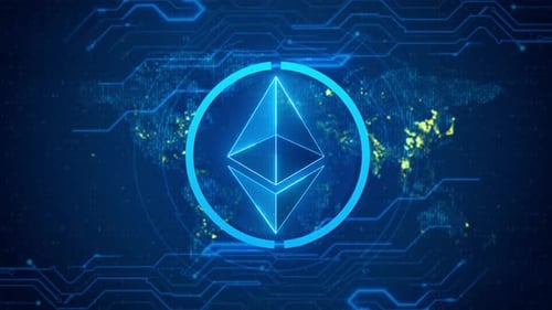 Ethereum ETH World Digital Virtual Currency Symbol in Digital Cyberspace