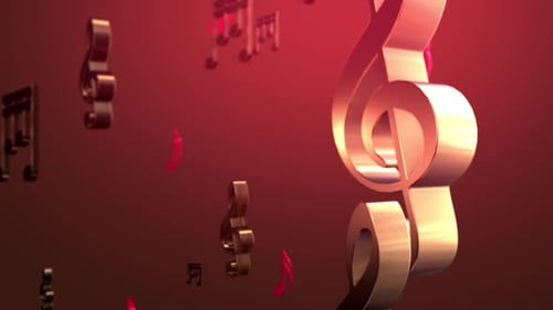 Metallic Music Notes and Treble Clefs Animation