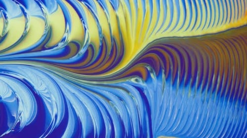 Abstract Flowing Paint in Blue and Yellow
