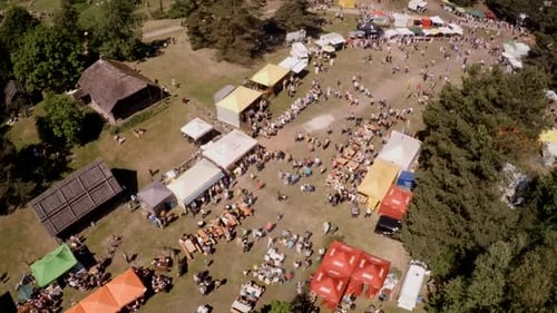 festival, an artisan market in an open-air museum, lots of people