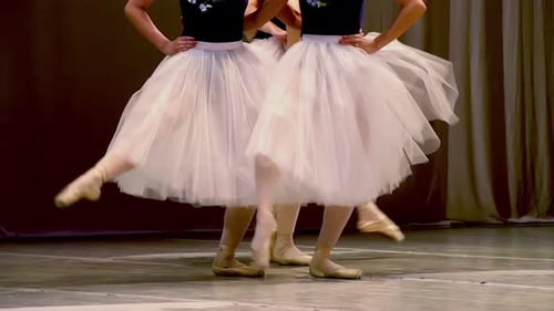 Ballerinas Perform Synchronized Routine on Stage