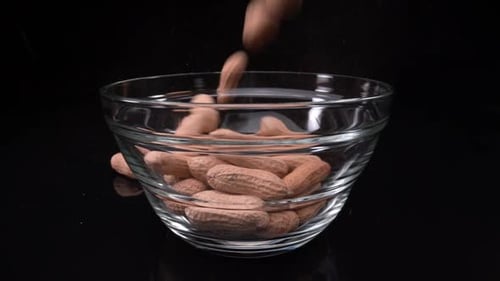 Falling Peanuts Into a Glass Plate in Slow Motion