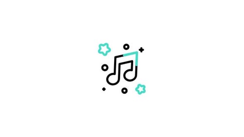 Animated Musical Note Icon with Twinkling Stars