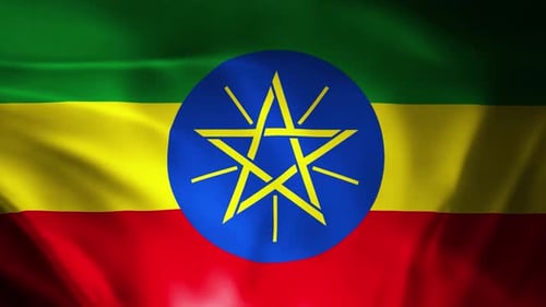 Animated Ethiopian Flag Realistic Waving Loop