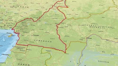 Animated Map Zoom In to Cameroon with Borders
