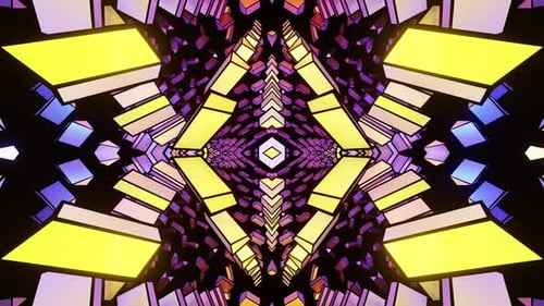 New Yellow With Purple And Blue Kaleidoscope Vj Loop Background