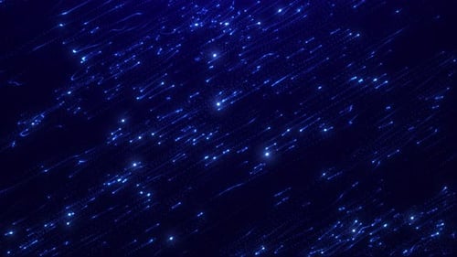 Digital abstract background of blue glowing particles. Seamless loop