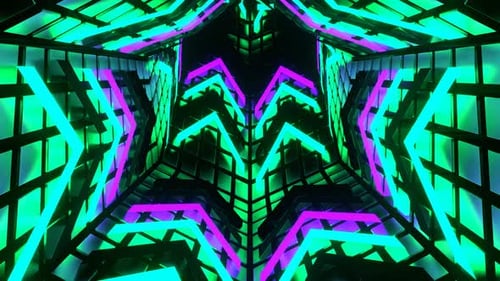 Purple And Turquoise Strobe Hexagonal Circle Tunnel Background Vj Loop In 4K