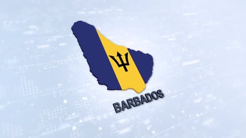Barbados 3D Map with National Flag Animation