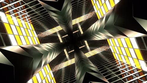 Orange And White Neon Spike Tunnel Background Vj Loop In 4K