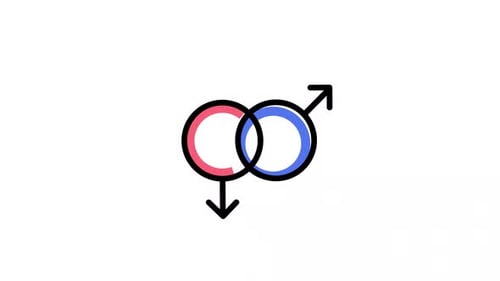 Flat Design Animation of Intertwined Male and Female Symbols