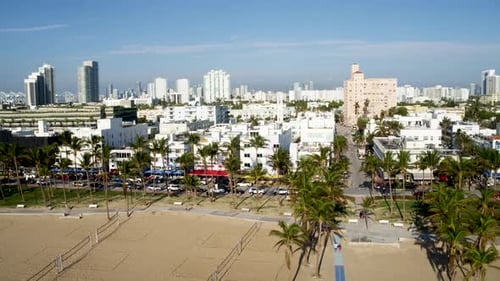 Miami Beach Drone View Skyline and Ocean