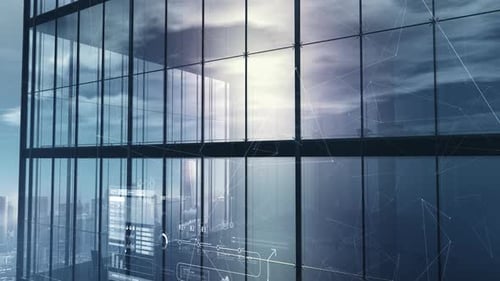 Trading Infographics Set Against the Backdrop of a Skyscraper