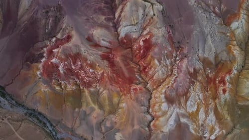 A Top Down of the Red Mountains Look Like a Martian Landscape
