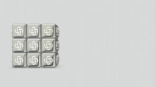 Abstract Rotating Metallic Cubes with Logo Reveal Animation