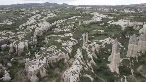 Aerial view of Goreme Valley, Cappadocia, Nevsehir, Turkey.