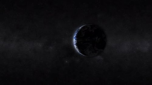 Animated Rotating Planet in Dark Starry Space Background