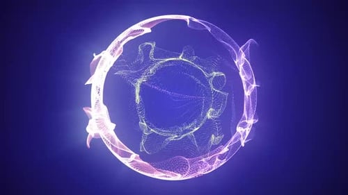 Abstract Glowing Particle Wave Circles Digital Animation