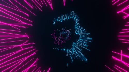 Cyan And Pink Abstract Laser Show Neon Movement Background Vj Loop In 4K