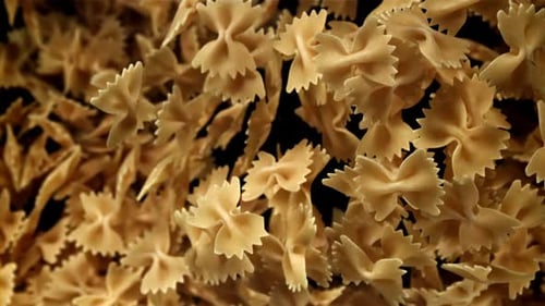 Farfale Pasta Flies in and Falls Filmed on a Highspeed Camera at 1000 Fps