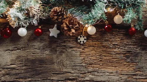 Elegant Christmas Decoration on Rustic Wooden Surface