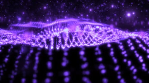 Abstract Purple Particle Wave Digital Background Loop