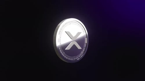 XRP Cryptocurrency Silver Coin Rotating Animation